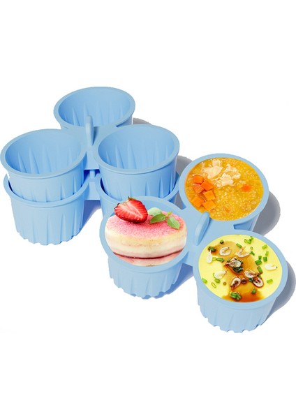 3pcs Buğulanmış Yumurta Kalıbı 3 Izgaralar Hava Fritöz Pişirme Kupası Yeniden Kullanılabilir Yapışmaz Cupcake Kalıp Dıy Silikon Muffin Tavası Mikrodalga (Yurt Dışından)
