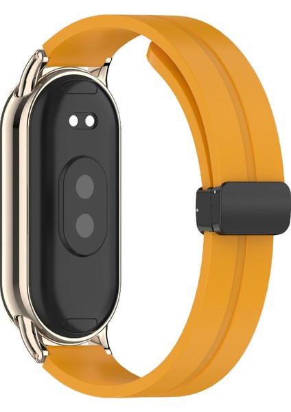 12 mm Silikon Saat Kayışı Manyetik Katlanır Tokalı Bilek Kayışı - Sarı (Yurt Dışından)