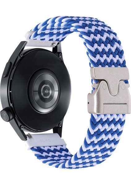 22 mm Evrensel Bileklik Paraşüt Tokalı Naylon Örgülü Akıllı Saat Bandı-Wave Mavi ve Beyaz (Yurt Dışından)