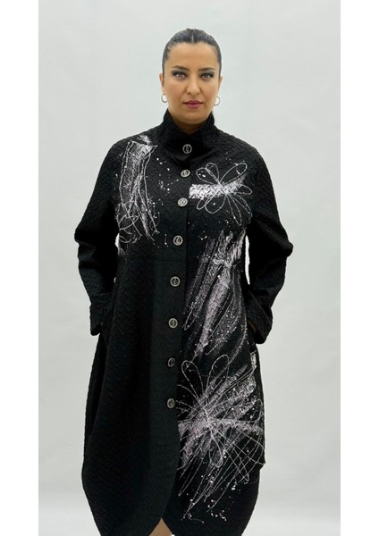 Büyük Beden Dizaltı Düğmeli Ceket Kadın Ince Pardesu Elbise fiyatları