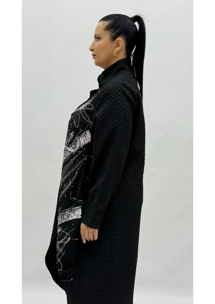 Büyük Beden Dizaltı Düğmeli Ceket Kadın Ince Pardesu Elbise modelleri