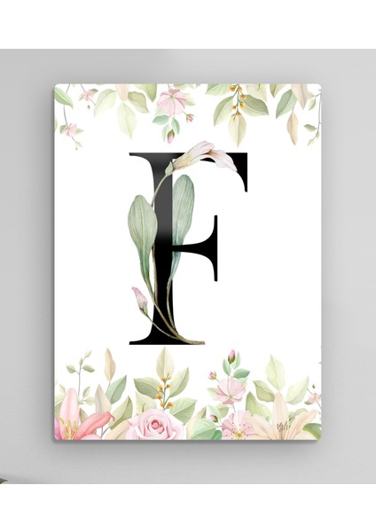 F Harfi - Çiçekli Harf Metal Tablo Model 1 fiyatları