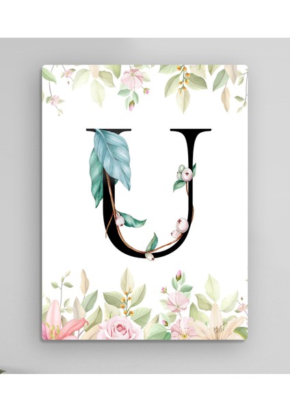 U Harfi - Çiçekli Harf Metal Tablo Model 1 fiyatları