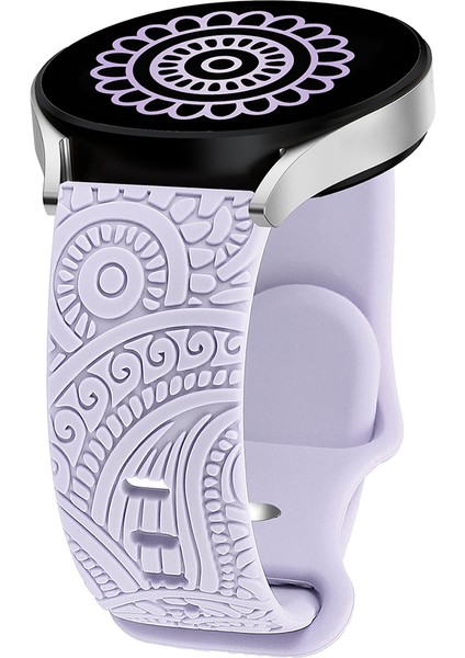 Oyma Desenli Silikon Bileklik Kayışı Evrensel Akıllı Bileklik Bandı 20 mm - Mor (Yurt Dışından) fiyatları