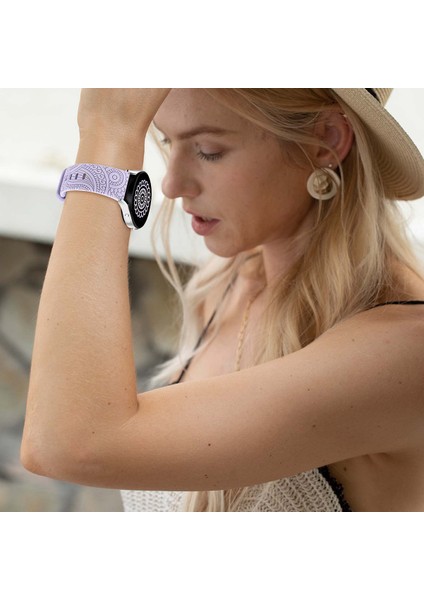 Oyma Desenli Silikon Bileklik Kayışı Evrensel Akıllı Bileklik Bandı 20 mm - Mor (Yurt Dışından) indirimleri