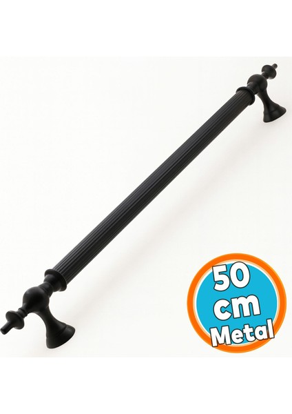 Sürgülü Kapı Çekme Kolu Tutma Kulpu Kulbu Çelik Dış Kapı Tutamağı Kol Mat Siyah 50 cm
