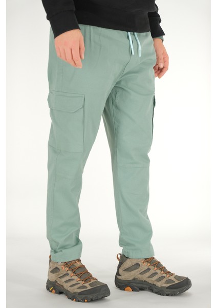 Erkek Mint Kargo Cepli Pantolon Rahat Kesim Pamuklu Lastikli Bel fiyatları