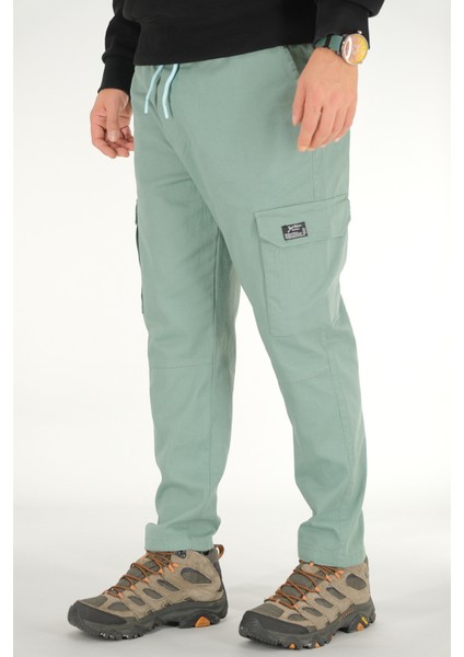 Erkek Mint Kargo Cepli Pantolon Rahat Kesim Pamuklu Lastikli Bel modelleri