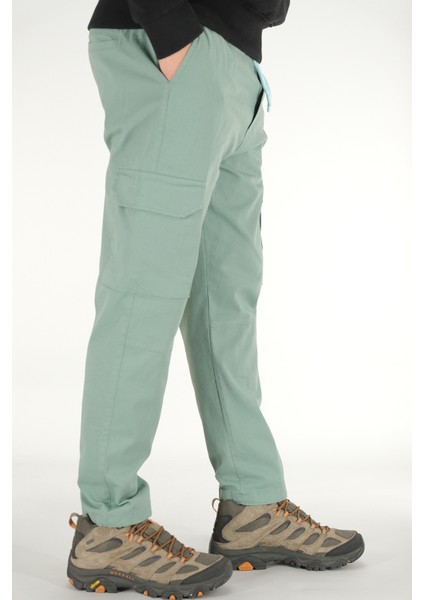 Erkek Mint Kargo Cepli Pantolon Rahat Kesim Pamuklu Lastikli Bel indirimleri