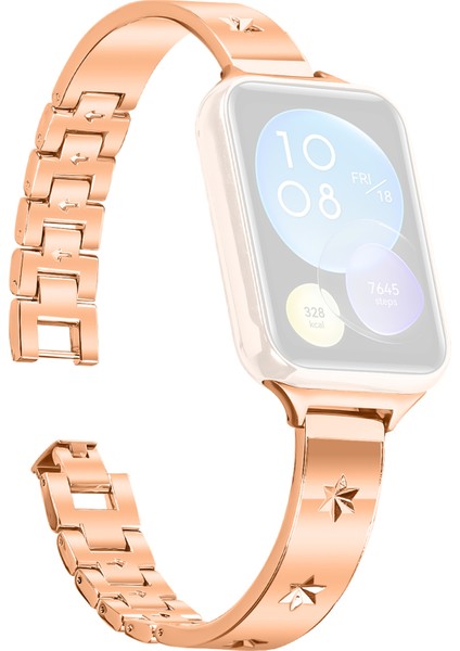 Xiaomi Redmi Watch 4 Metal Saat Kayışı Kar Tanesi Desenli - Gül Altın Yedek Kayış (Yurt Dışından)