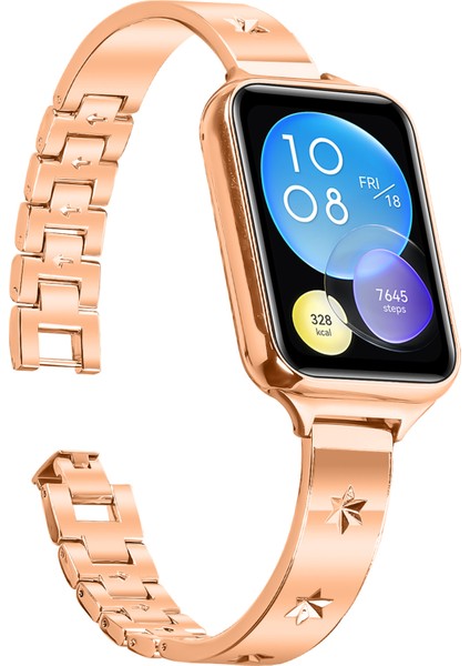 Xiaomi Redmi Watch 4 Metal Saat Kayışı Kar Tanesi Desenli - Gül Altın Yedek Kayış (Yurt Dışından) fiyatları