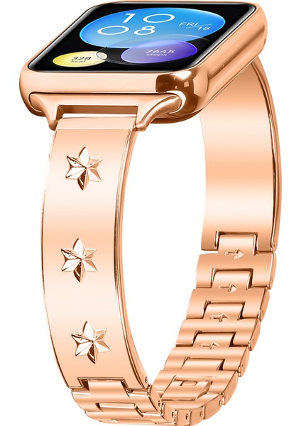 Xiaomi Redmi Watch 4 Metal Saat Kayışı Kar Tanesi Desenli - Gül Altın Yedek Kayış (Yurt Dışından) modelleri