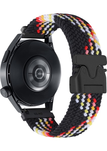 20 mm Evrensel Bileklik Paraşüt Tokalı Naylon Örgülü Akıllı Saat Kayışı - Siyah Gökkuşağı (Yurt Dışından)