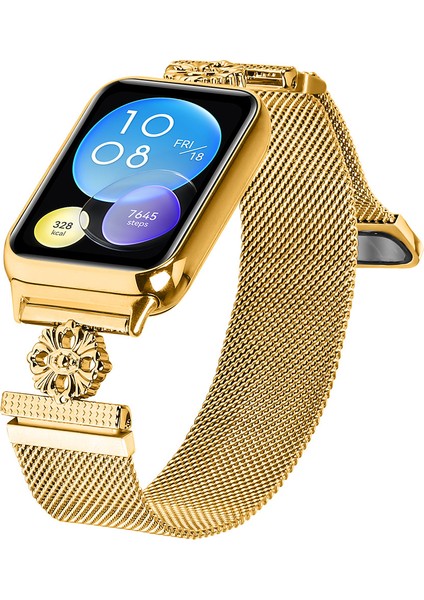 Xiaomi Redmi Watch 4 Milanese Bant Çiçek Paslanmaz Çelik Manyetik Örgü Saat Kayışı-Altın (Yurt Dışından) fiyatları