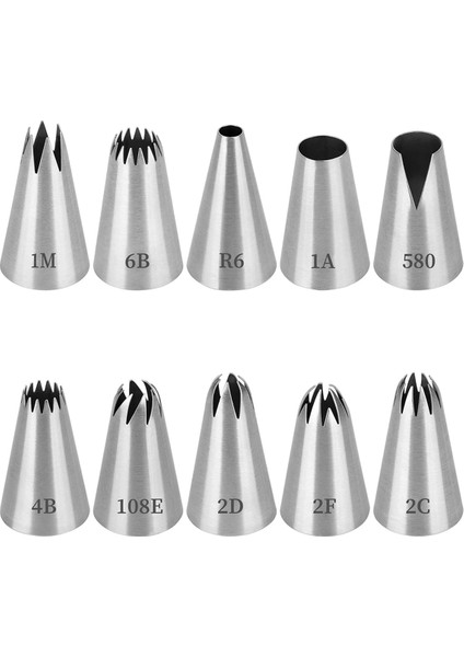 10 Adet Profesyonel Boru Nozulları, Boru Torbaları Için Yeniden Kullanılabilir Nozullar Boru Nozulları Seti Paslanmaz Çelik Nozullar Seti (Yurt Dışından)