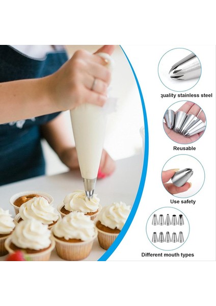 10 Adet Profesyonel Boru Nozulları, Boru Torbaları Için Yeniden Kullanılabilir Nozullar Boru Nozulları Seti Paslanmaz Çelik Nozullar Seti (Yurt Dışından) modelleri