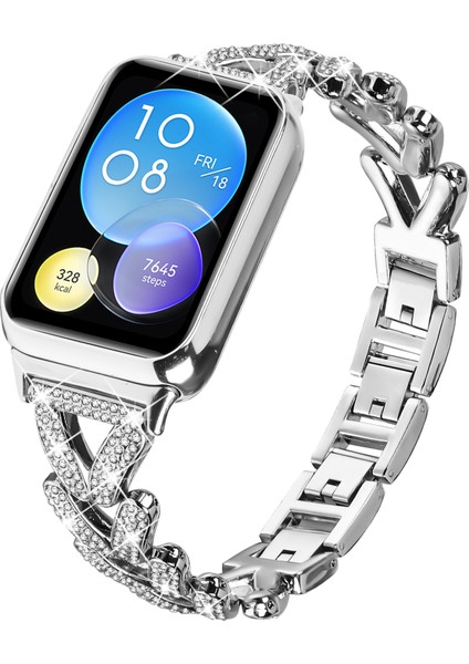 Xiaomi Akıllı Bileklik 8 Pro Saat Kayışı Için Çinko Alaşımlı Bükülmüş Saat Kayışı Yapay Elmas Dekoru - Gümüş (Yurt Dışından) fiyatları