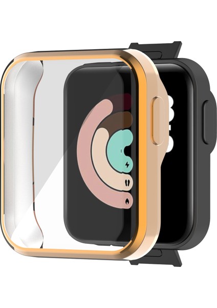Xiaomi Mi Watch Lite/redmi Watch Için Tam Kapsamalı Galvanik Tpu Akıllı Saat Koruyucu Kılıf - Gül Altın (Yurt Dışından)