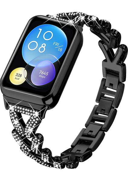 Xiaomi Akıllı Bileklik 8 Pro Saat Kayışı Için Çinko Alaşımlı Bükülmüş Saat Kayışı Yapay Elmas Dekoru - Siyah (Yurt Dışından) fiyatları