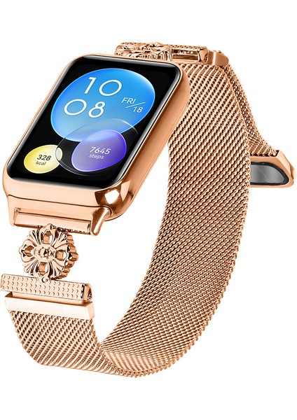 Xiaomi Redmi Watch 4 Milanese Bant Çiçek Paslanmaz Çelik Manyetik Örgü Saat Kayışı - Gül Altın (Yurt Dışından) fiyatları