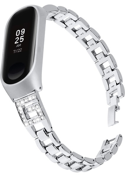 Xiaomi Mi Band 3/band 4 Için Yapay Elmas Dekorlu Paslanmaz Çelik Akıllı Bileklik Bandı - Gümüş (Yurt Dışından) modelleri