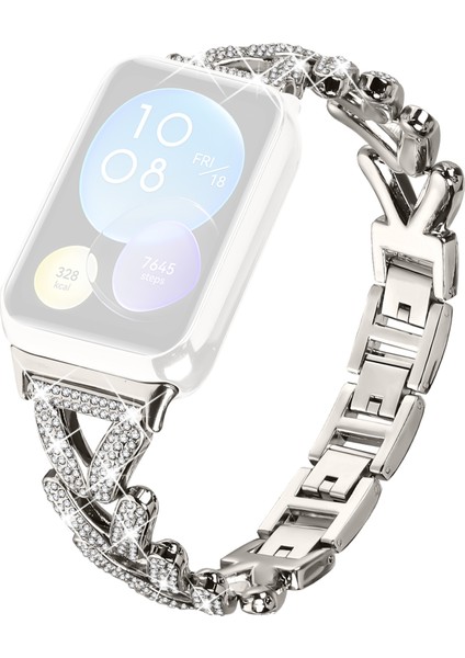 Xiaomi Akıllı Bileklik 8 Pro Saat Kayışı Için Çinko Alaşımlı Bükülmüş Saat Kayışı Yapay Elmas Dekoru - Starlight (Yurt Dışından)