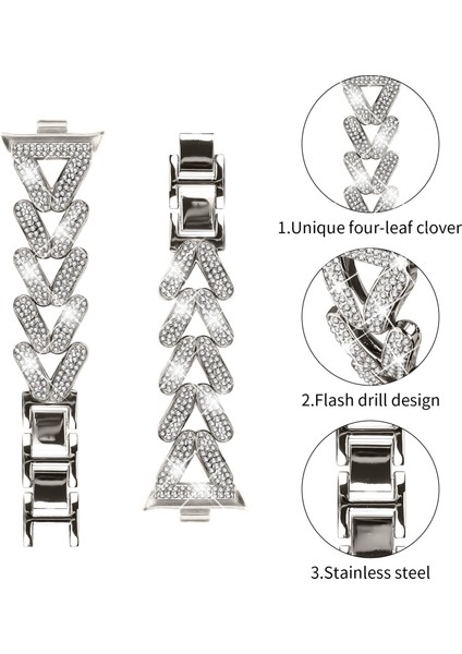 Xiaomi Akıllı Bileklik 8 Pro Saat Kayışı Için Çinko Alaşımlı Bükülmüş Saat Kayışı Yapay Elmas Dekoru - Starlight (Yurt Dışından) modelleri