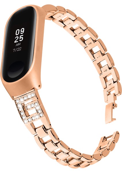 Xiaomi Mi Band 3/band 4 Için Yapay Elmas Dekorlu Paslanmaz Çelik Akıllı Bileklik Bandı - Altın (Yurt Dışından) modelleri