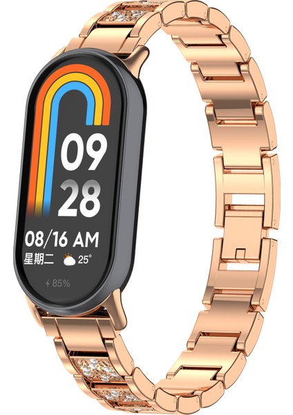 Xiaomi Akıllı Bileklik 9/9 Nfc/8/8 Nfc Saat Kayışı Için Yapay Elmas Dekorlu 3 Boncuklu Paslanmaz Çelik Bant - Gül Altın (Yurt Dışından) fiyatları