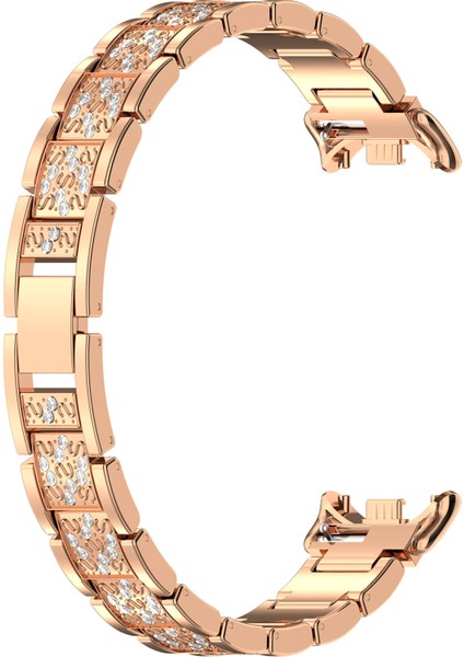 Xiaomi Akıllı Bileklik 9/9 Nfc/8/8 Nfc Saat Kayışı Için Yapay Elmas Dekorlu 3 Boncuklu Paslanmaz Çelik Bant - Gül Altın (Yurt Dışından) modelleri