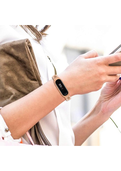 Xiaomi Mi Band 3/band 4 Için Yapay Elmas Dekorlu Paslanmaz Çelik Akıllı Bileklik Bandı - Altın (Yurt Dışından) indirimleri