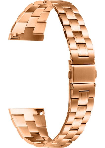 Xiaomi Watch Renkli Ultra Ince 3 Boncuklu Paslanmaz Çelik Bantlı Moda Akıllı Saat Kayışı - Gül Altın (Yurt Dışından)