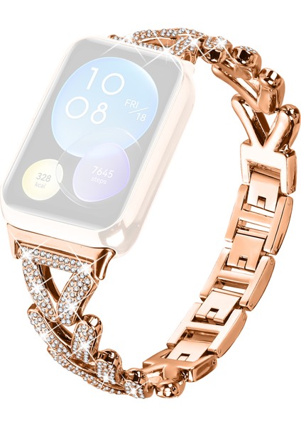 Xiaomi Redmi Watch 4 Saat Kayışı Için Çinko Alaşımlı Bükülmüş Saat Bandı Yapay Elmas Dekoru - Gül Altın (Yurt Dışından)