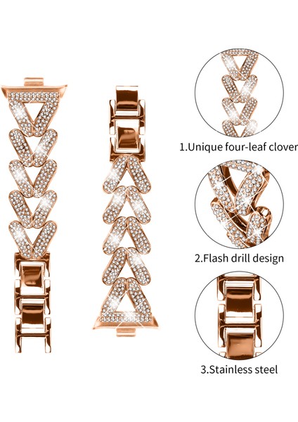 Xiaomi Redmi Watch 4 Saat Kayışı Için Çinko Alaşımlı Bükülmüş Saat Bandı Yapay Elmas Dekoru - Gül Altın (Yurt Dışından) modelleri