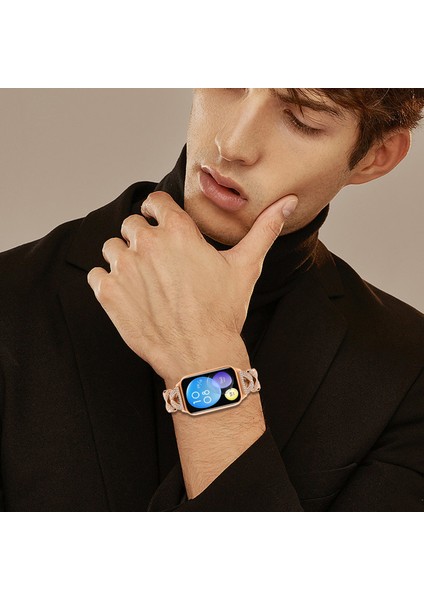 Xiaomi Redmi Watch 4 Saat Kayışı Için Çinko Alaşımlı Bükülmüş Saat Bandı Yapay Elmas Dekoru - Gül Altın (Yurt Dışından) indirimleri