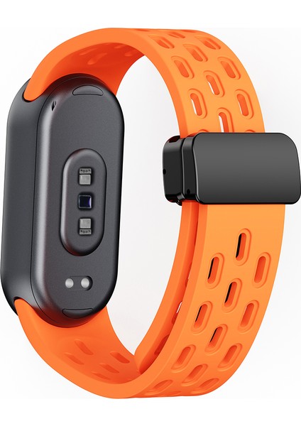 Xiaomi Akıllı Bileklik 9 Nfc/band 9/band 8 Içi Boş Nefes Alabilir Manyetik Tokalı Kayış - Turuncu (Yurt Dışından)