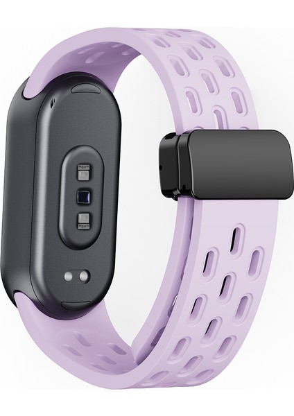 Xiaomi Akıllı Bileklik 9 Nfc/band 9/band 8 Içi Boş Nefes Alabilir Manyetik Tokalı Kayış - Açık Mor Silikon Saat Kayışı (Yurt Dışından)