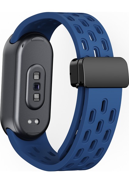 Xiaomi Akıllı Bileklik 9 Nfc/band 9/band 8 Içi Boş Nefes Alabilir Manyetik Tokalı Kayış - Koyu Mavi Silikon Saat Kayışı (Yurt Dışından)