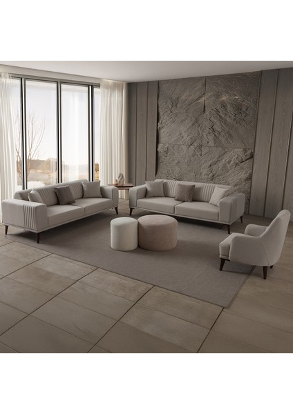 Regnar 3+3+1 Koltuk Takımı Krem