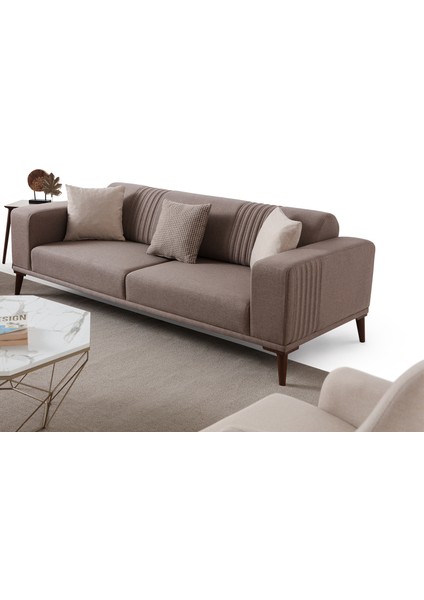 Regnar 3+3+1+1 Koltuk Takımı Sütlü Kahve + Kahverengi indirimleri