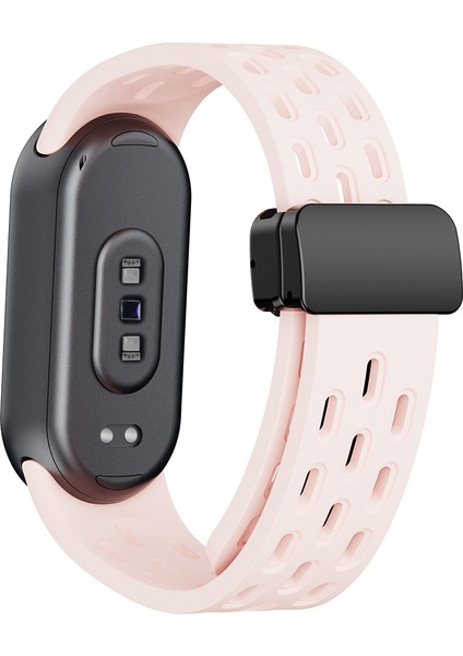 Xiaomi Akıllı Bileklik 9 Nfc/band 9/band 8 Içi Boş Nefes Alabilir Manyetik Tokalı Kayış - Açık Pembe Silikon Saat Kayışı (Yurt Dışından)