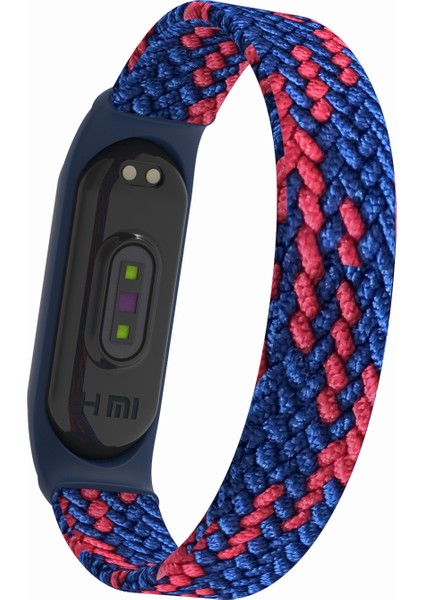 Xiaomi Mi Band 5/4/3-Mavi/kırmızı Için Elastik Naylon Bileklik Saat Kayışı [boyut: M] (Yurt Dışından)