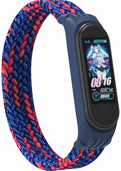 Xiaomi Mi Band 5/4/3-Mavi/kırmızı Için Elastik Naylon Bileklik Saat Kayışı [boyut: M] (Yurt Dışından) modelleri