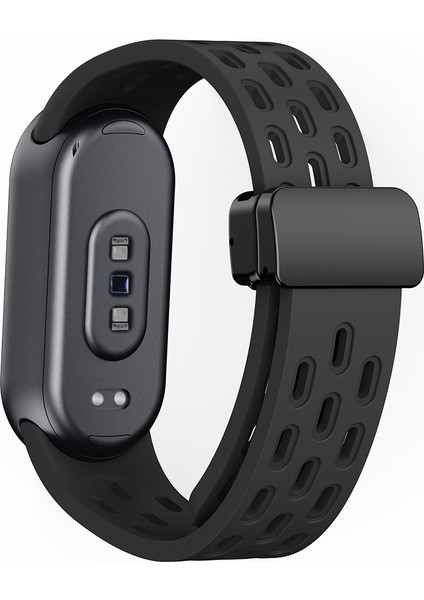 Xiaomi Akıllı Bileklik 9 Nfc/band 9/band 8 Içi Boş Nefes Alabilir Manyetik Tokalı Kayış - Siyah Silikon Saat Kayışı (Yurt Dışından)
