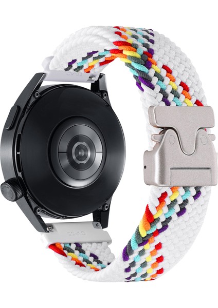 22 mm Evrensel Bileklik Paraşüt Tokalı Naylon Örgülü Akıllı Saat Kayışı - Beyaz Gökkuşağı (Yurt Dışından)