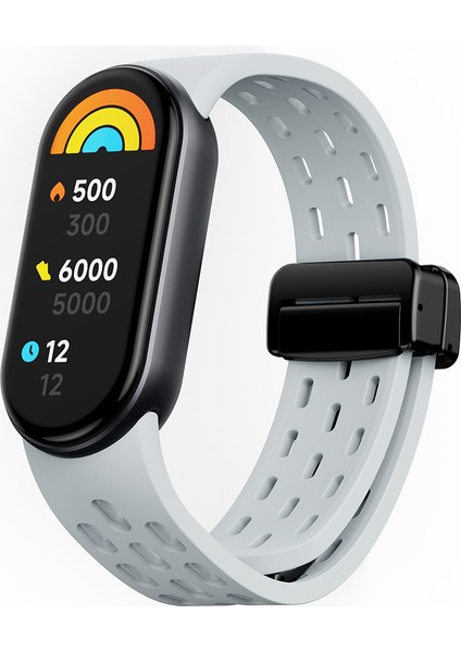 Xiaomi Akıllı Bileklik 9 Nfc/band 9/band 8 Içi Boş Nefes Alabilir Manyetik Tokalı Kayış - Açık Gri Silikon Saat Kayışı (Yurt Dışından)