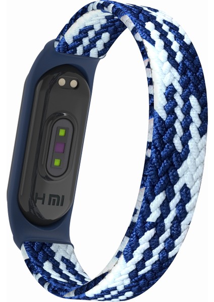 Xiaomi Mi Band 5/4/3-Mavi/beyaz Için Elastik Naylon Bileklik Saat Kayışı [boyut: M] (Yurt Dışından)