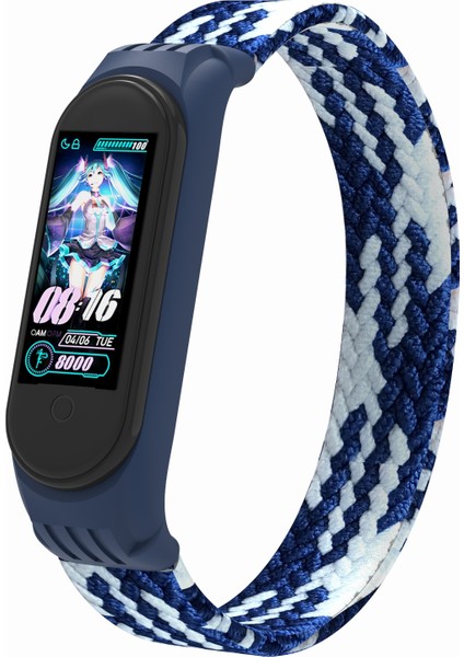 Xiaomi Mi Band 5/4/3-Mavi/beyaz Için Elastik Naylon Bileklik Saat Kayışı [boyut: M] (Yurt Dışından) fırsatları