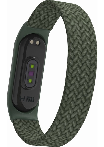 Xiaomi Mi Band 5/4/3 Için Elastik Naylon Bileklik Saat Kayışı [boyut: M] - Koyu Yeşil (Yurt Dışından)