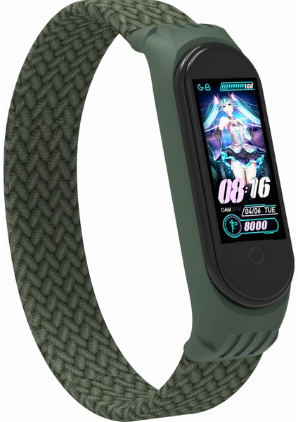 Xiaomi Mi Band 5/4/3 Için Elastik Naylon Bileklik Saat Kayışı [boyut: M] - Koyu Yeşil (Yurt Dışından) modelleri